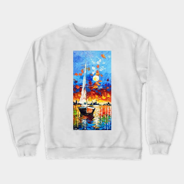 Evening sailboat Crewneck Sweatshirt by OLHADARCHUKART